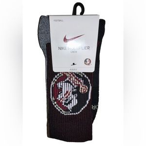 Nike Florida State Seminoles Crew Socks 2 Pair Men 8-12 W 10-13 Black Gray Logo